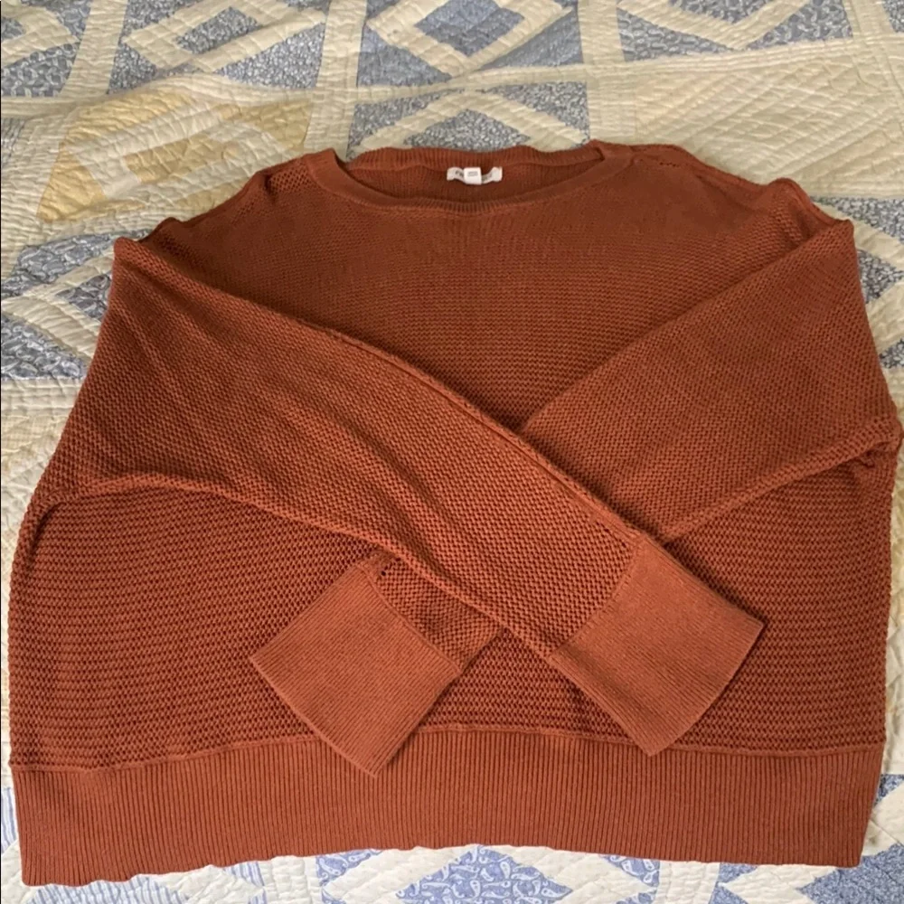 Prologue Rust/Brown Crewneck Sweater with Ribbed Texture - Picture 2 of 9